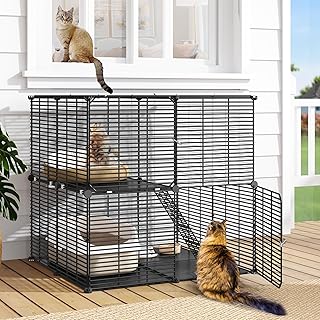Indoor 2-Tier Cat Enclosure and Playpen