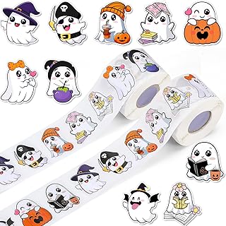 1000 Halloween Ghost Stickers, 1.5 Inches, Self-Adhesive