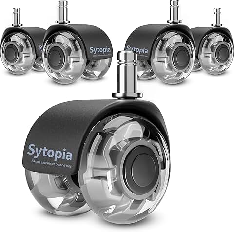 Set of 5 grey 2-inch desk chair caster wheels