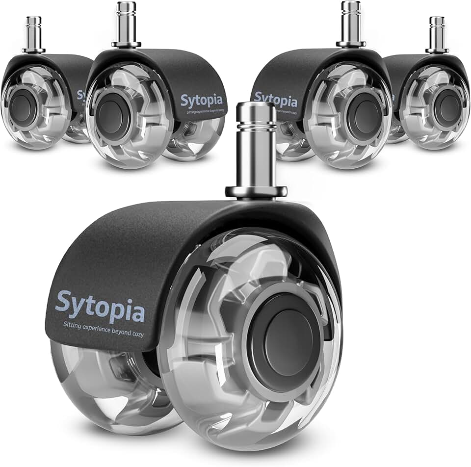 Set of 5 grey 2-inch desk chair caster wheels