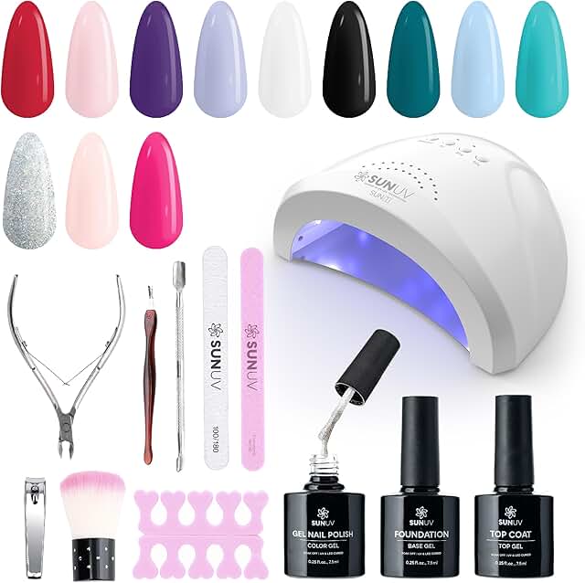 Gel Nail Polish Kit with UV Light and 12 Colors