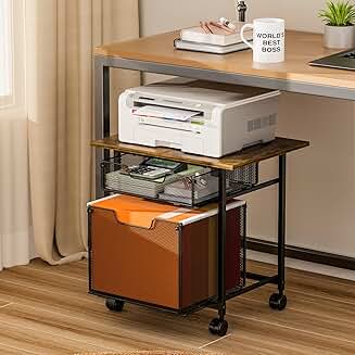 Rolling file cabinet with storage and extended desktop