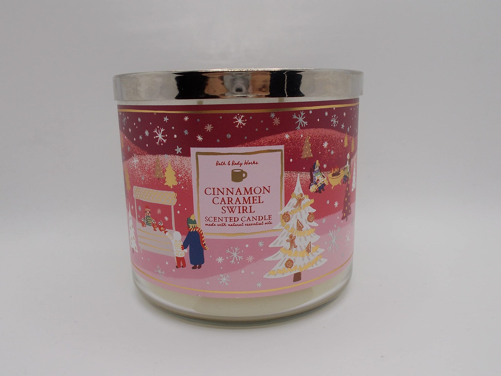  3-Wick Candle w/Essential Oils  14.5 oz  2021  Winter Scents! Cinnamon Caramel Swirl)