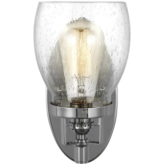 1-Light Belton Bathroom Wall Lamp (Silver) | Bathroom Light Fixture with Clear Seeded Gl | Vi ge Vanity Light for Bathroom Mirror, Hallway, and Bedroom Decor | Clic Bathroom Accessory