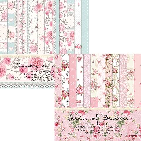 48 Sheets of Floral Scrapbook Paper, 6x6 Inches