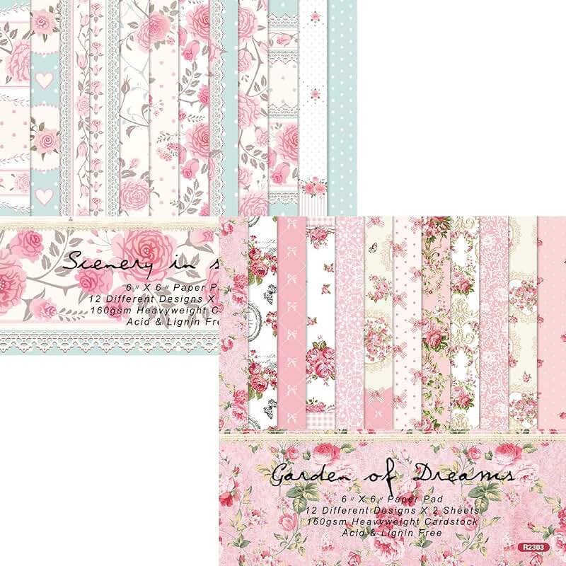 48 Sheets of Floral Scrapbook Paper, 6x6 Inches