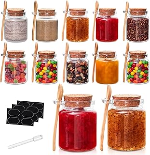 10oz Glass Storage Jars with Cork Lids, 12 Pack