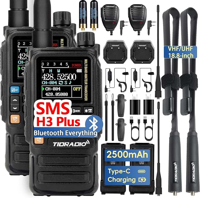 Long Range 8-Band Walkie Talkies with Bluetooth and Web Upgrade (2 Pack)