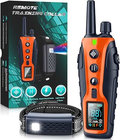 Dog Training Collar with Light, Beep, Vibration, and Safe Shock