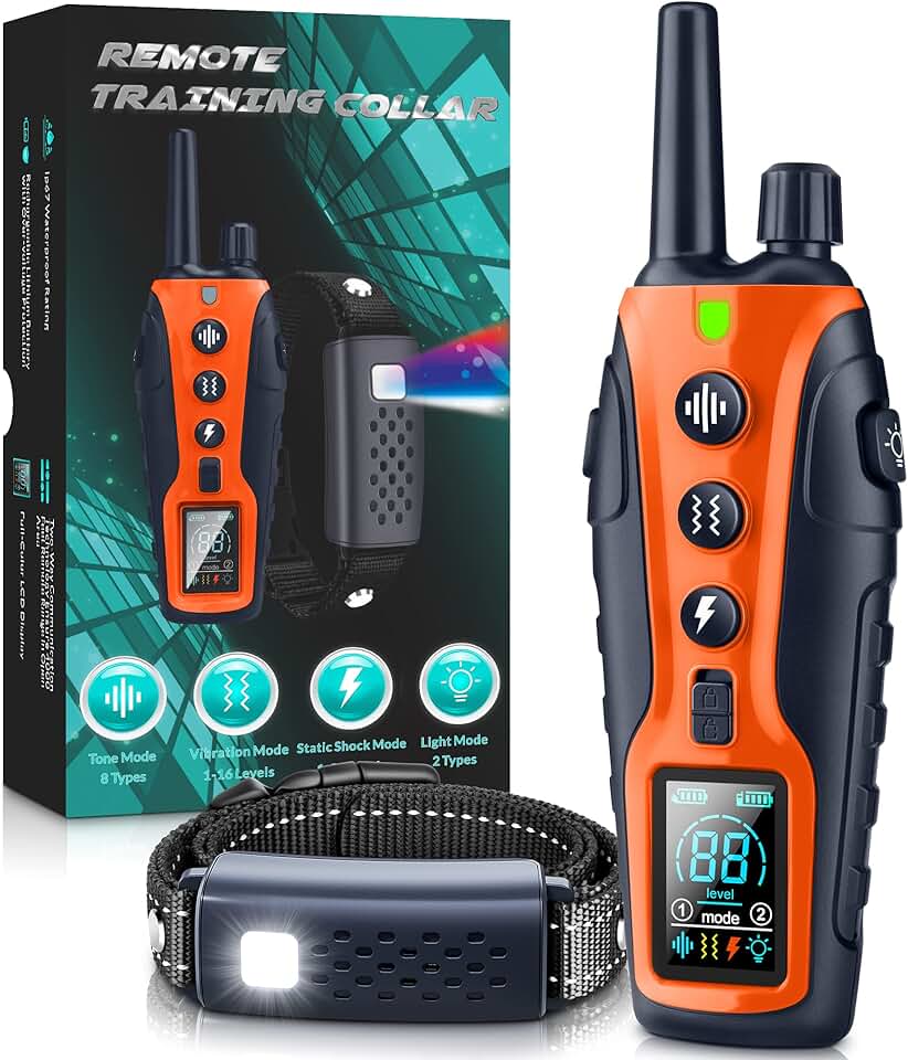 Dog Training Collar with Light, Beep, Vibration, and Safe Shock