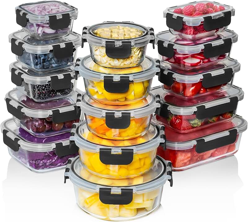 30 Glass Food Storage Containers with Lids