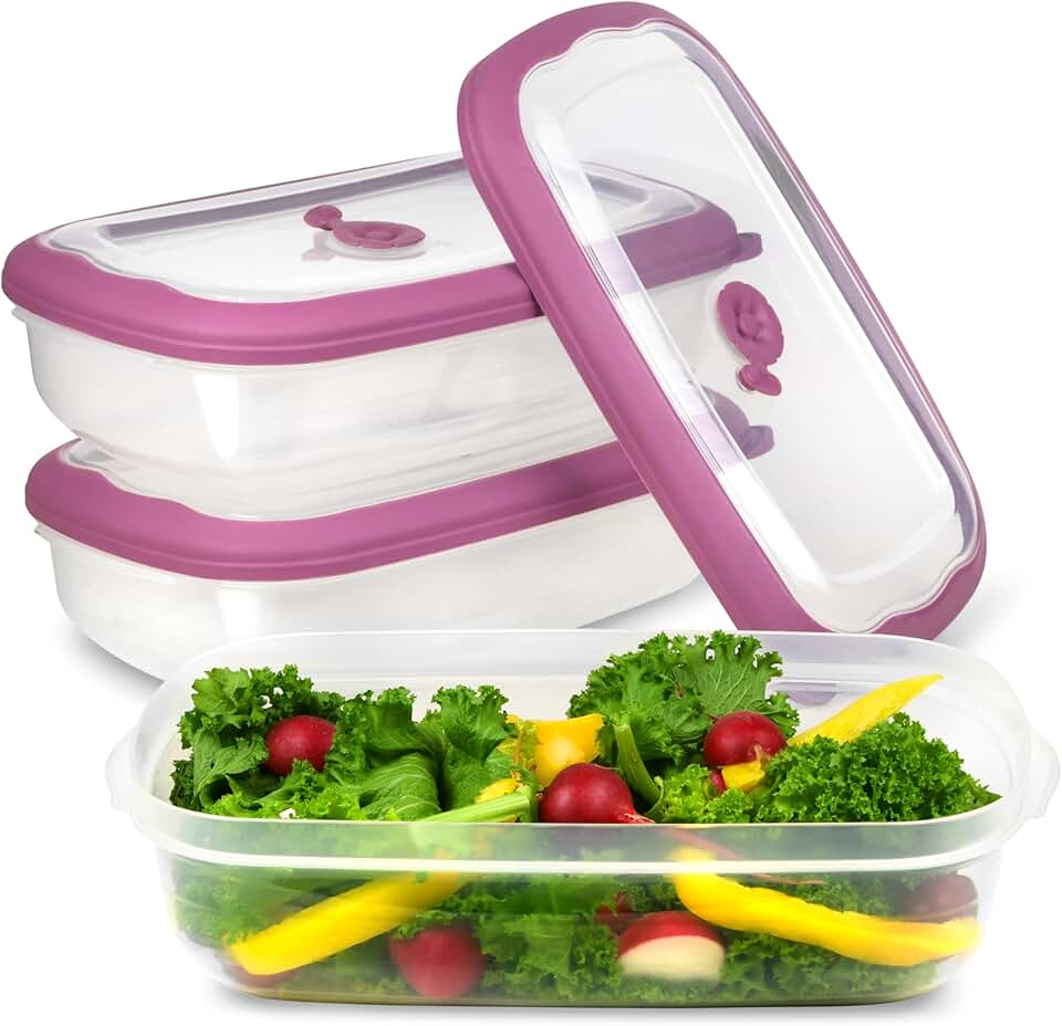 Plastic Food Storage Containers with Lids, 53 Oz, 3 Pack