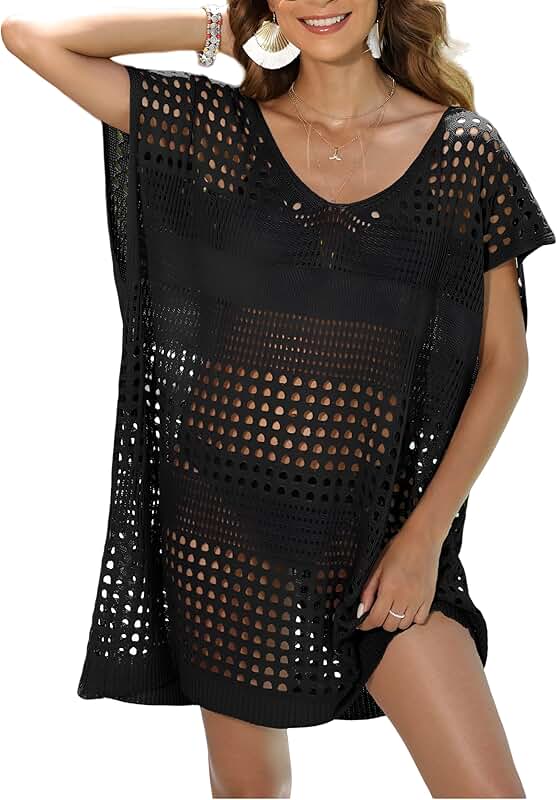 Sexy Hollow Out V-Neck Crochet Cover Up for Swimwear