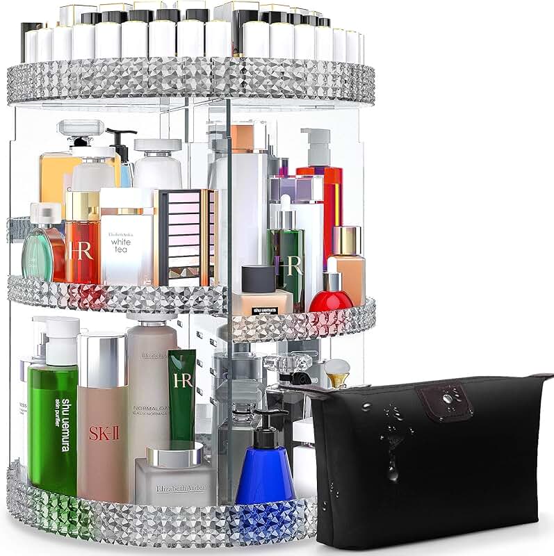 Large 7-Layer Rotating Makeup Organizer with Adjustable Storage