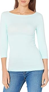 Women's Slim-Fit 3/4 Sleeve Boat Neck T-Shirt