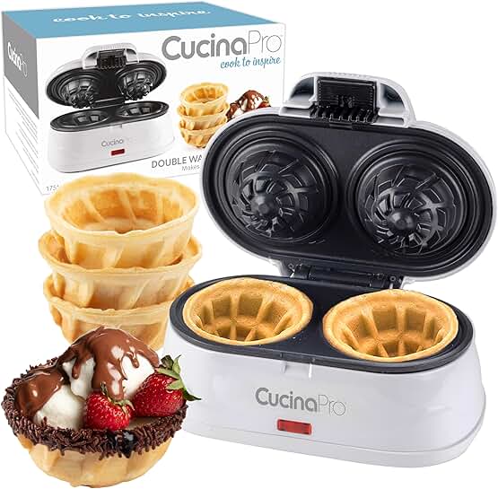 Double Waffle Bowl Maker for Ice Cream and Snacks