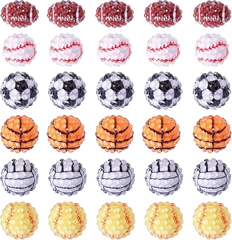 30 Pcs Rhinestone Sport Beads for Jewelry Making