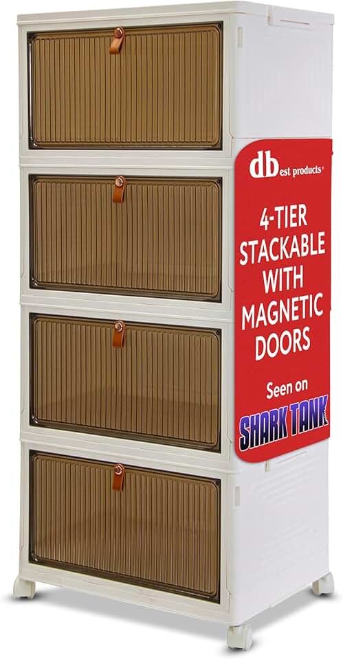 4-Tier Stackable Storage Organizer with Collapsible Bins