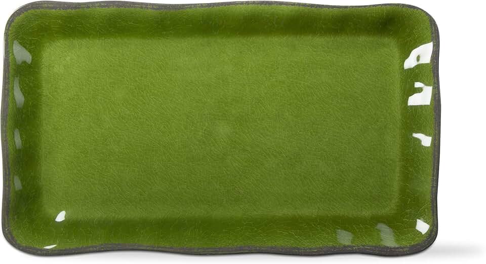 17x11 inch cracked glazed wavy edge melamine platter