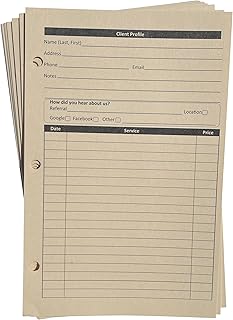 Tan Stylist Binder Insert Cards for Client Records