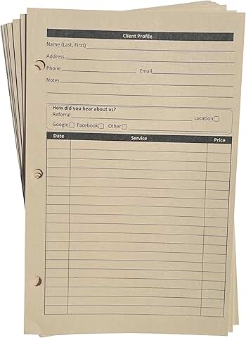 Tan Stylist Binder Insert Cards for Client Records