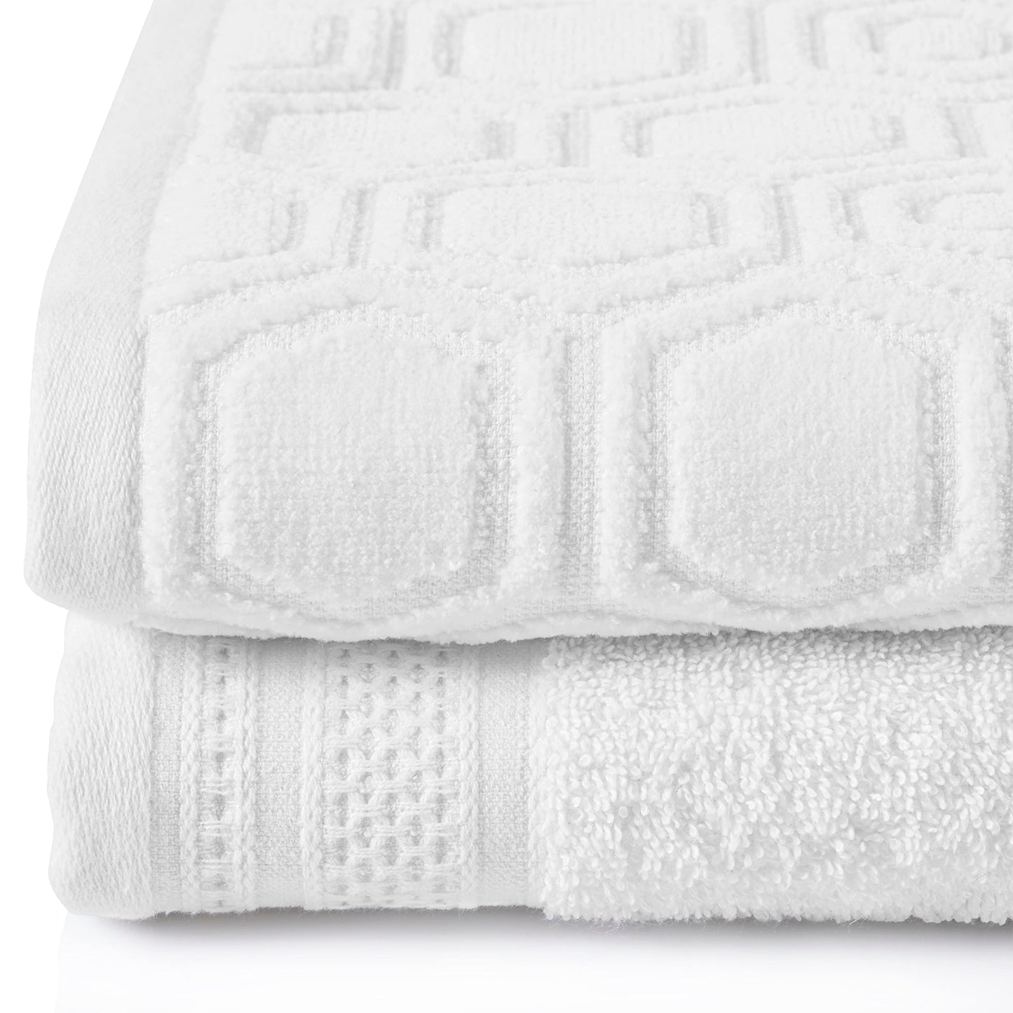 100% Cotton Honeycomb Jacquard Towel Set, 12 Piece, White