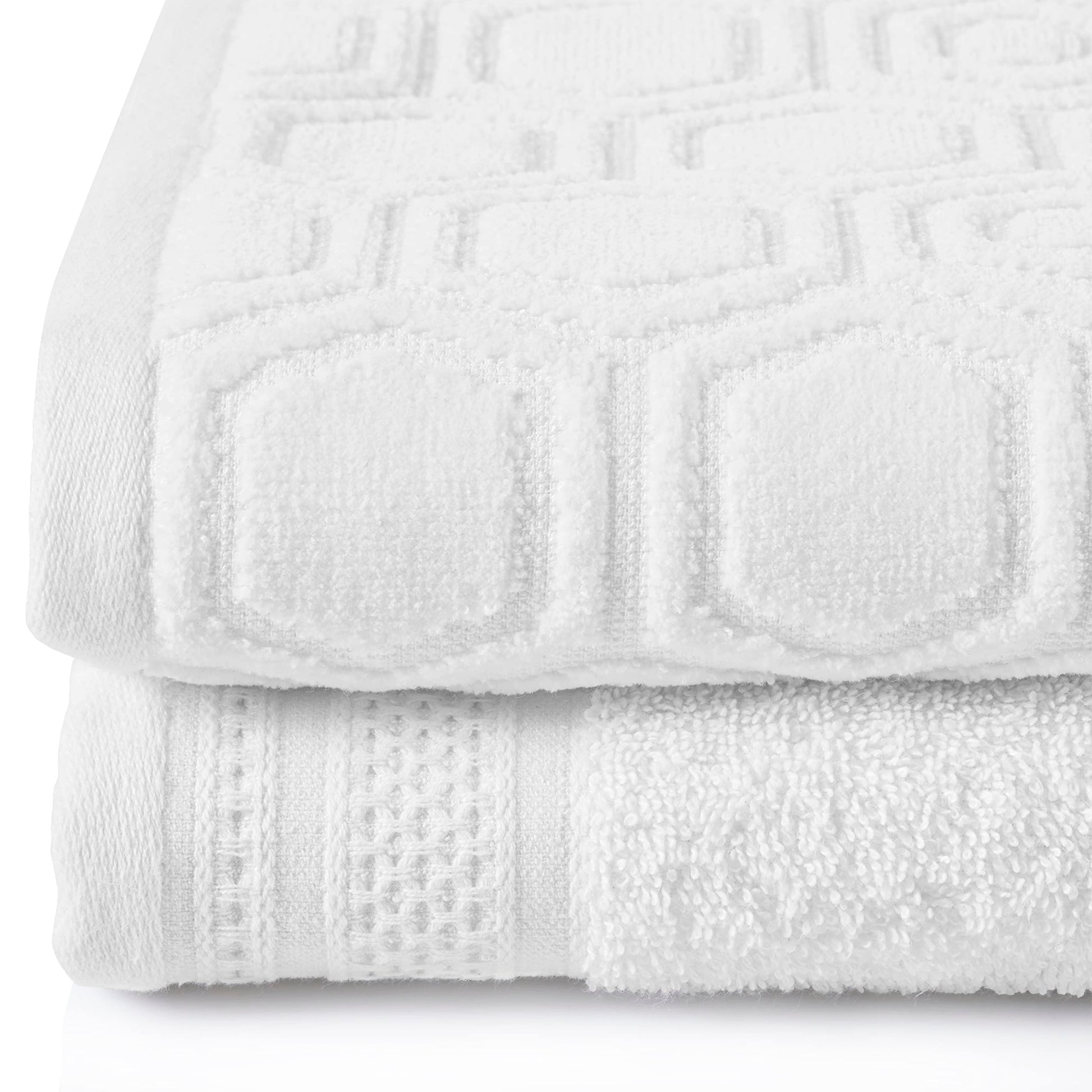 100% Cotton Honeycomb Jacquard Towel Set, 12 Piece, White