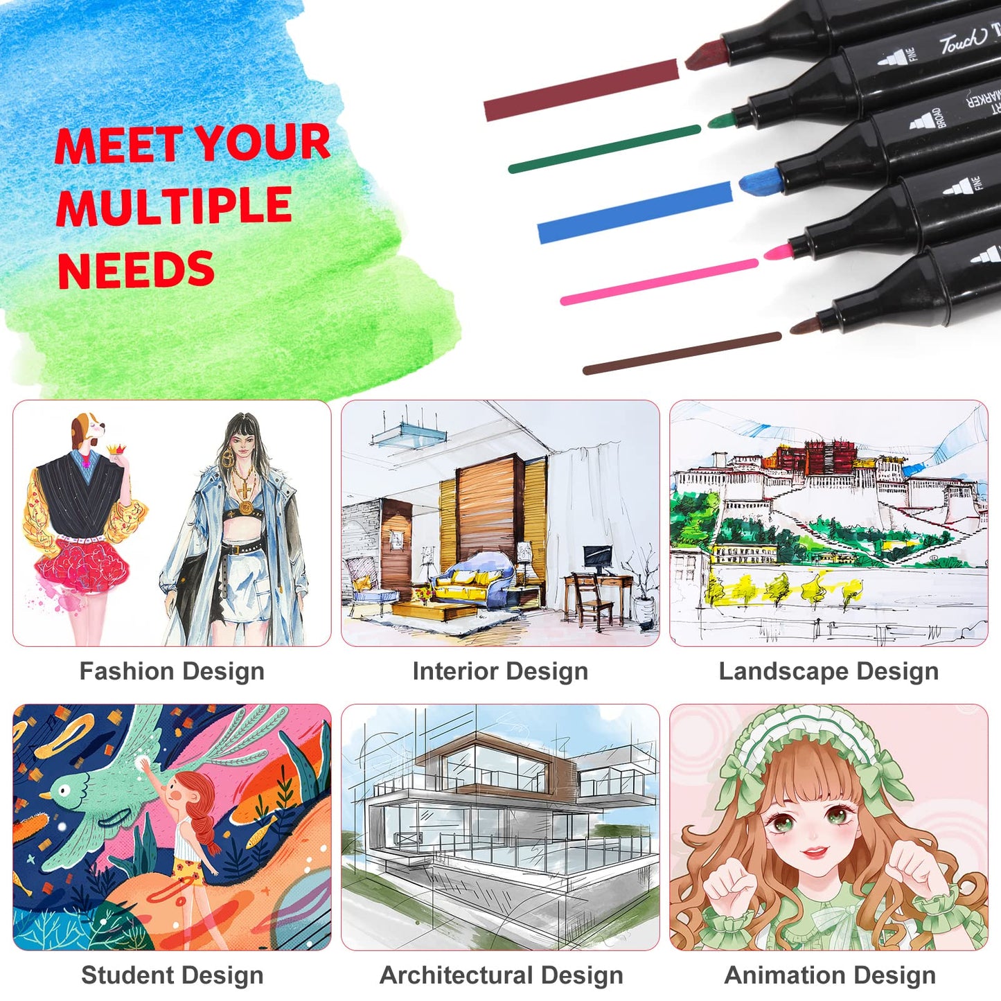 80 Colors Dual Tips Alcohol Markers Set with Pen Holder