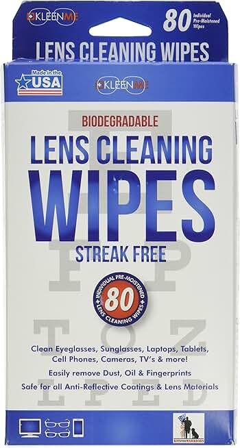 Black Lens and Screen Cleaning Wipes, 80 Count