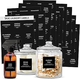 Minimalist Laundry and Kitchen Labels, Waterproof Vinyl