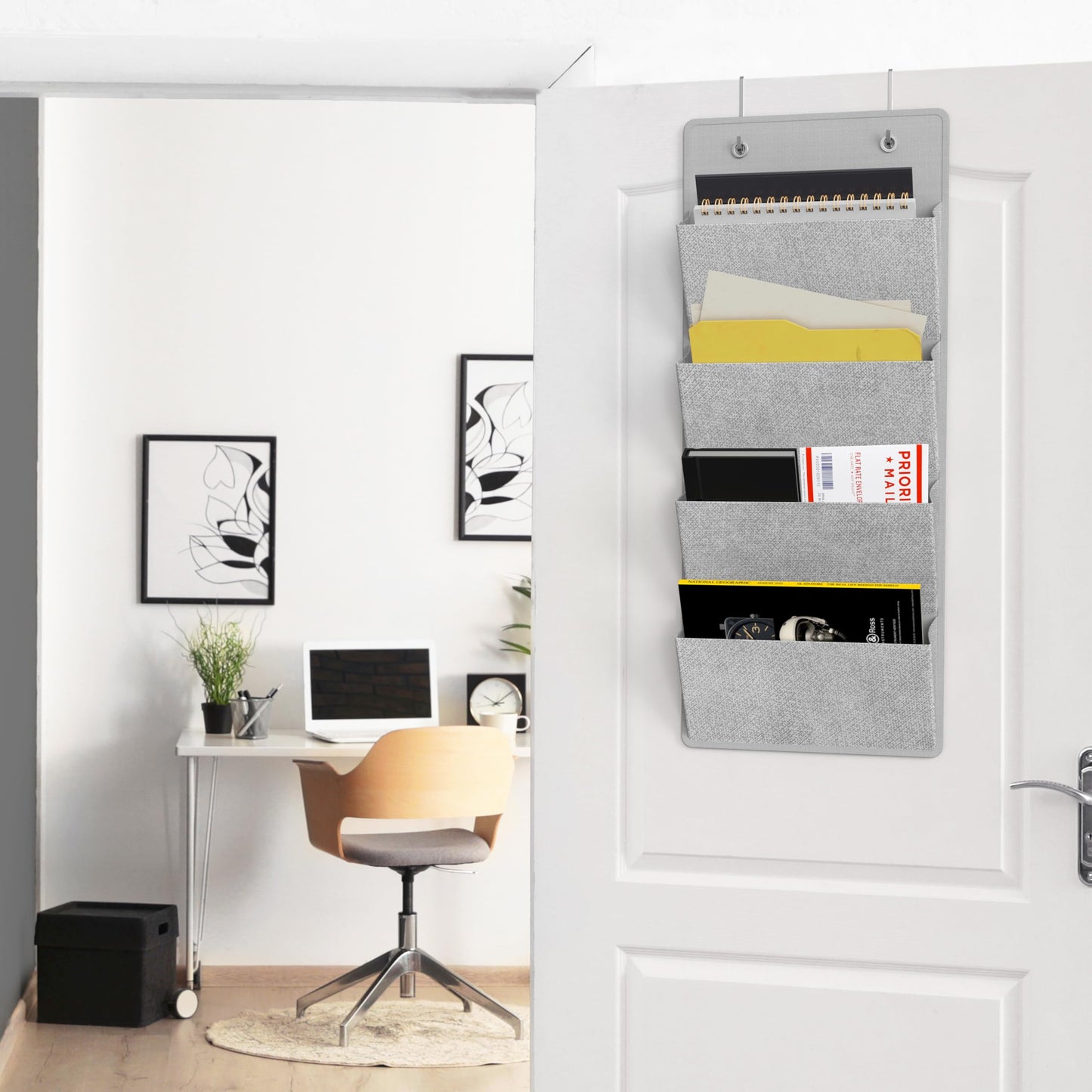 Over the door wall file organizer with four pockets
