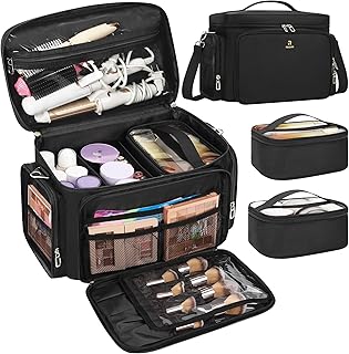 Large Travel Makeup and Toiletry Bag with Pouches