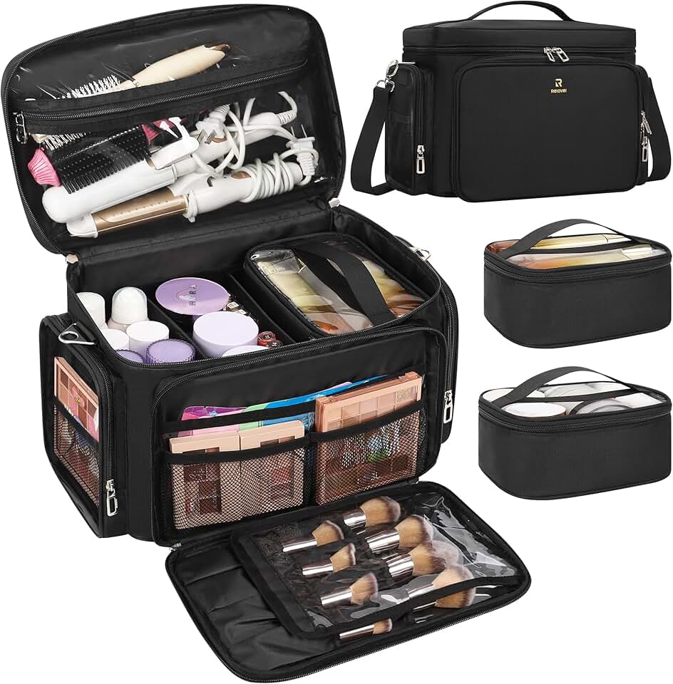 Large Travel Makeup and Toiletry Bag with Pouches