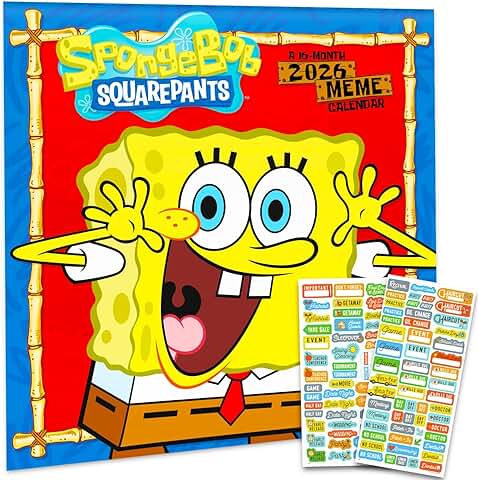 SpongeBob Squarepants 2026 Wall Calendar with Stickers