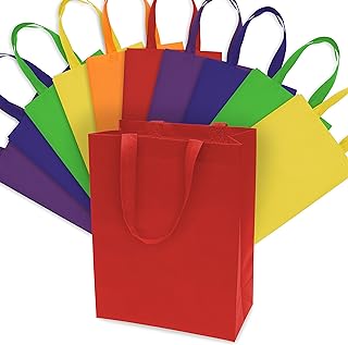 Set of 12 Large Reusable Fabric Tote Bags with Handles