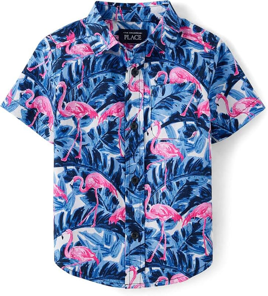 Baby Boys and Toddler Short Sleeve Button Shirt