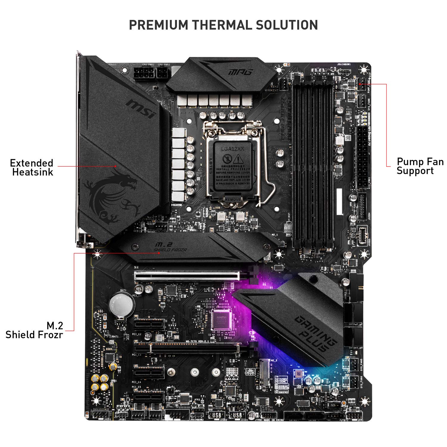 MPG Z490 Gaming Plus Gaming Motherboard (ATX, 10th Gen Intel Core, LGA 1200 Socket, DDR4, CF, Dual M.2 Slots, USB 3.2 Gen 2, 2.5G LAN, DP/HDMI, Mystic Light RGB)