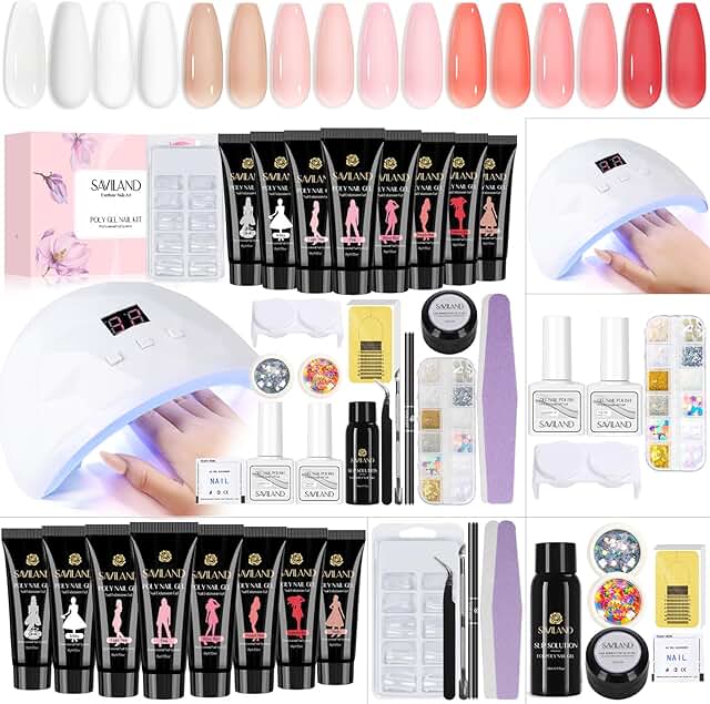 8-Color Poly Gel Nail Extension Kit with Lamp and Tools
