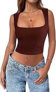 Women's Sleeveless Square Neck Crop Top for Summer