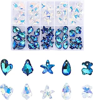 60 Pcs Mixed Shape Crystal Beads for Jewelry Making