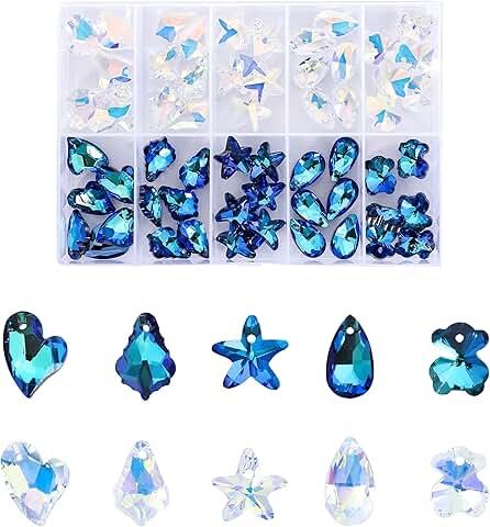 60 Pcs Mixed Shape Crystal Beads for Jewelry Making