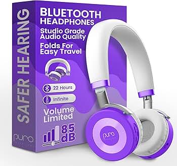 Kids' Bluetooth Headphones with Volume Limit and 22-Hour Battery