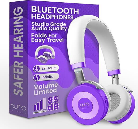 Kids' Bluetooth Headphones with Volume Limit and 22-Hour Battery