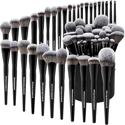 32-Piece Professional Makeup Brush Set with Large Holder