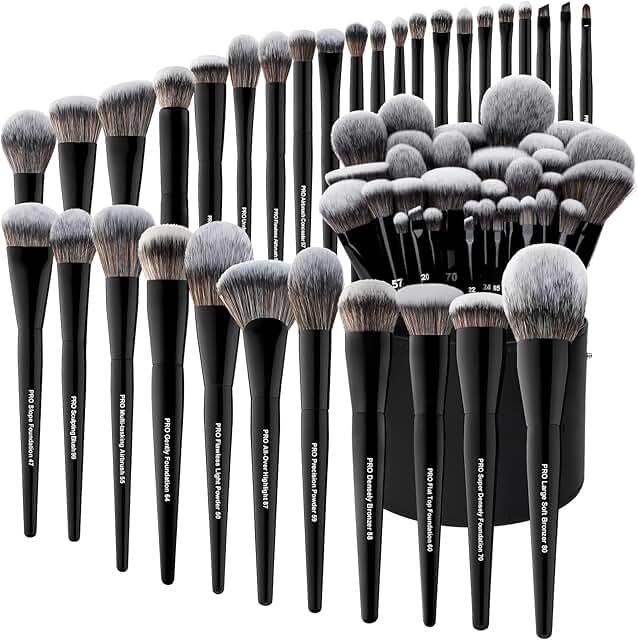 32-Piece Professional Makeup Brush Set with Large Holder