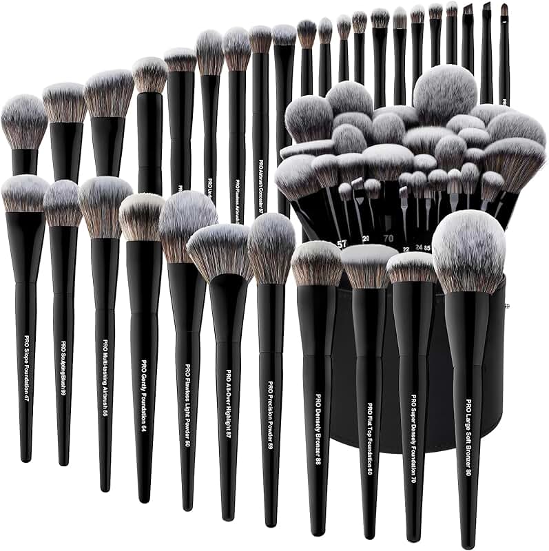 32-Piece Professional Makeup Brush Set with Large Holder