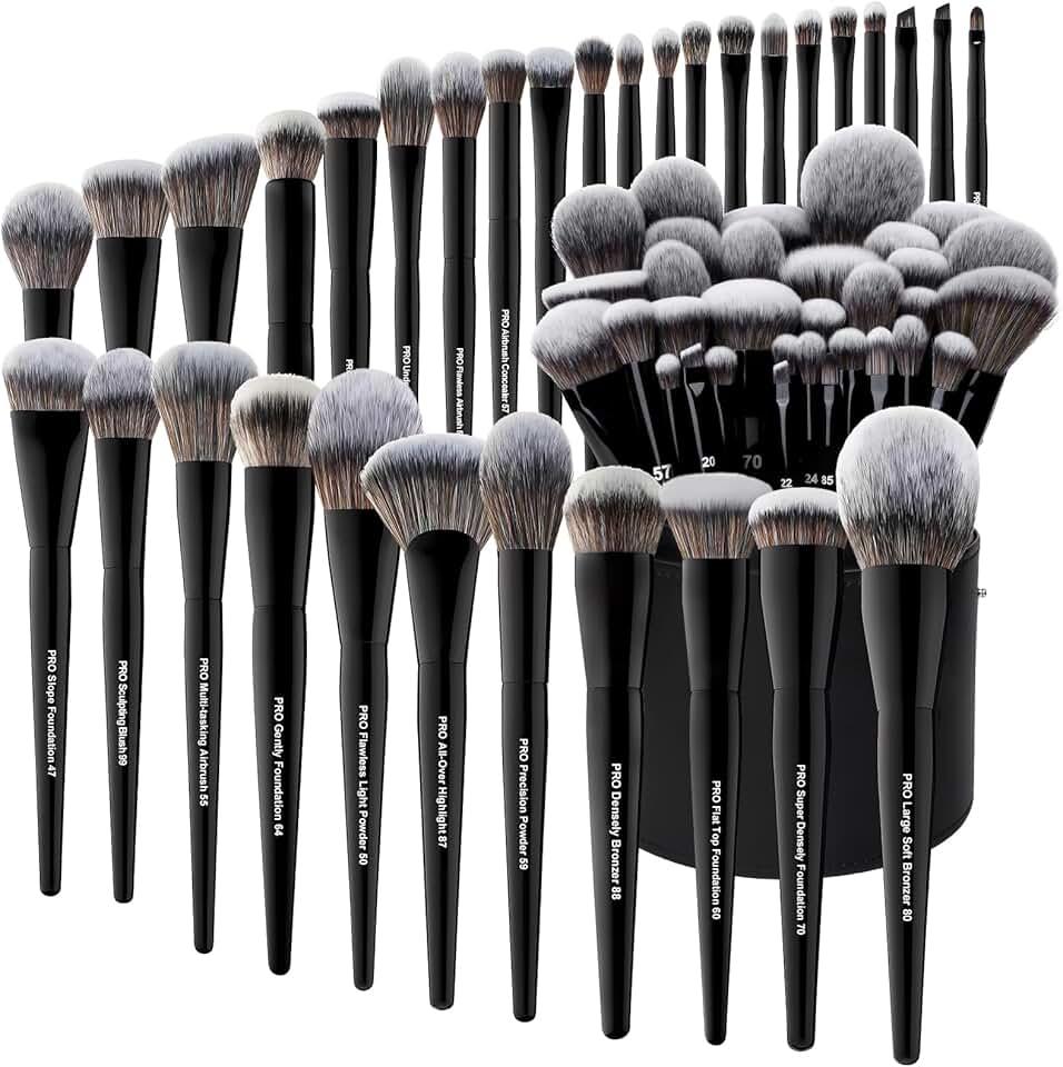 32-Piece Professional Makeup Brush Set with Large Holder