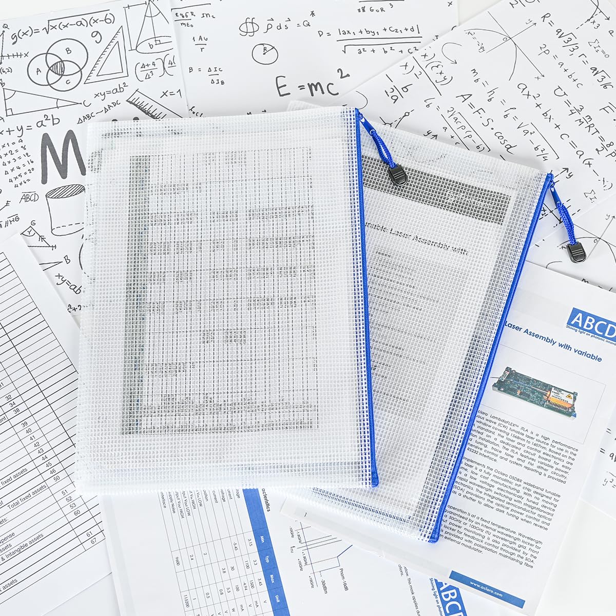 10 Waterproof Mesh Zipper File Bags for Office and School