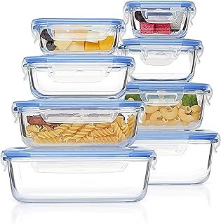 8 Pack Glass Food Storage Containers with Airtight Lids