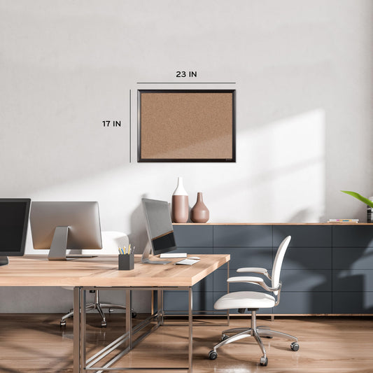 Black Aluminum Cork Bulletin Board, 24x18 Inches